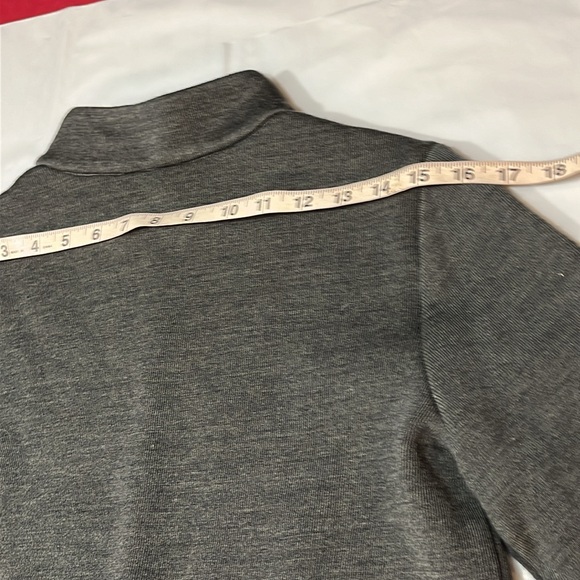 Soft Surroundings GRAY wool sweater BLACK velvet trim Runway Pullover womens Lrg - Picture 11 of 13